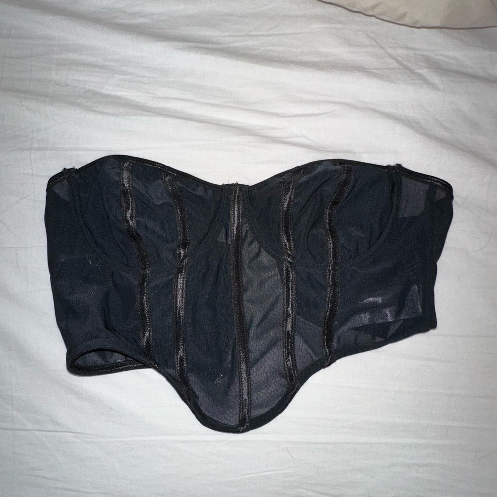 Black Sheer Bustier Top